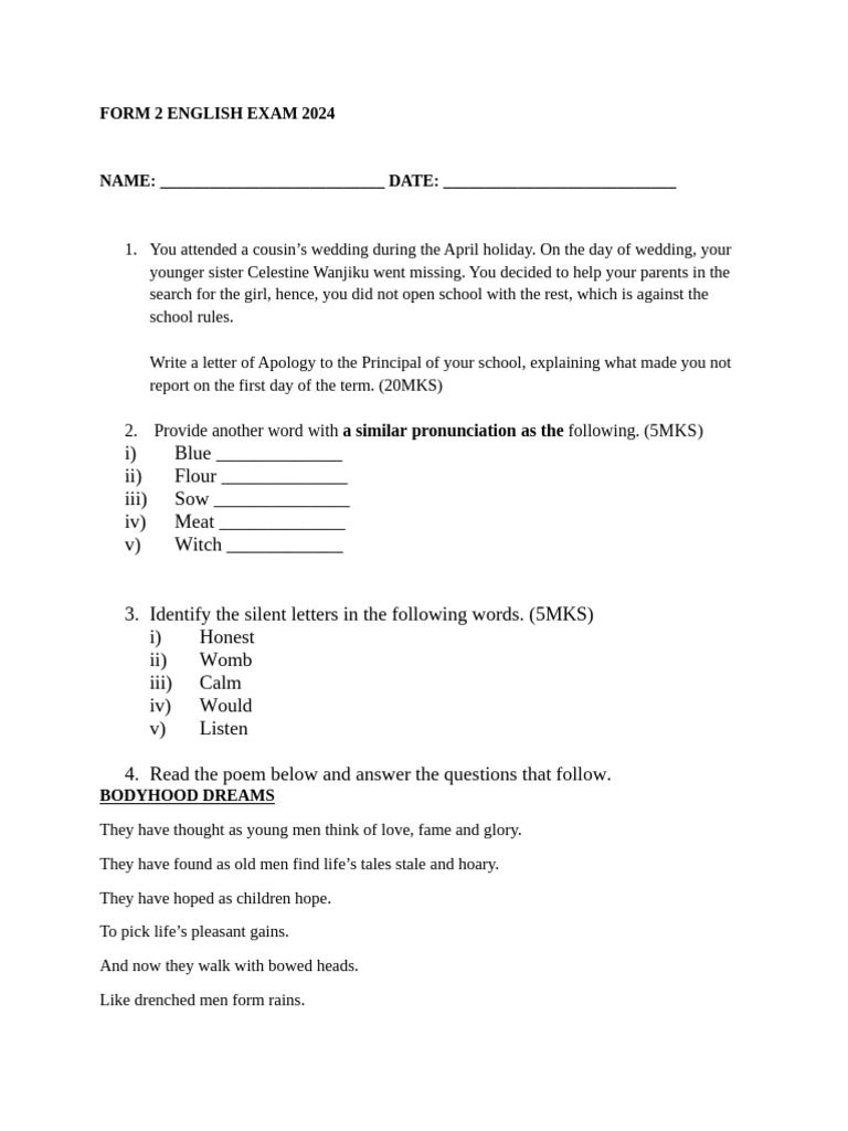 Form 2 English Tuition | PDF | Linguistics