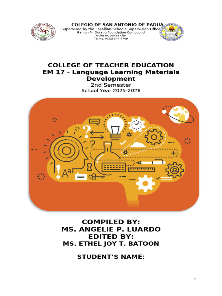 Compiled Modules in EL 105 Language Learning Materials Development 2 | PDF