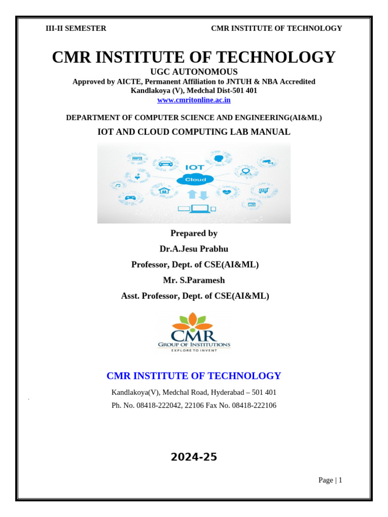Iot Lab Manual 2024-25 | PDF | Raspberry Pi | Arduino