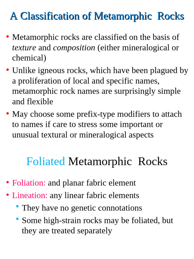 CH 22 Metamorphic Classification | PDF | Rock (Geology) | Geology