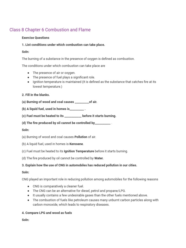 Combustion and Flame NCERT SOLn | PDF | Combustion | Liquefied ...