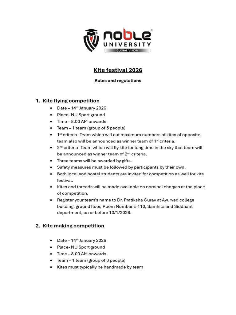 Kite Flying Competition Rules and Regulations | PDF