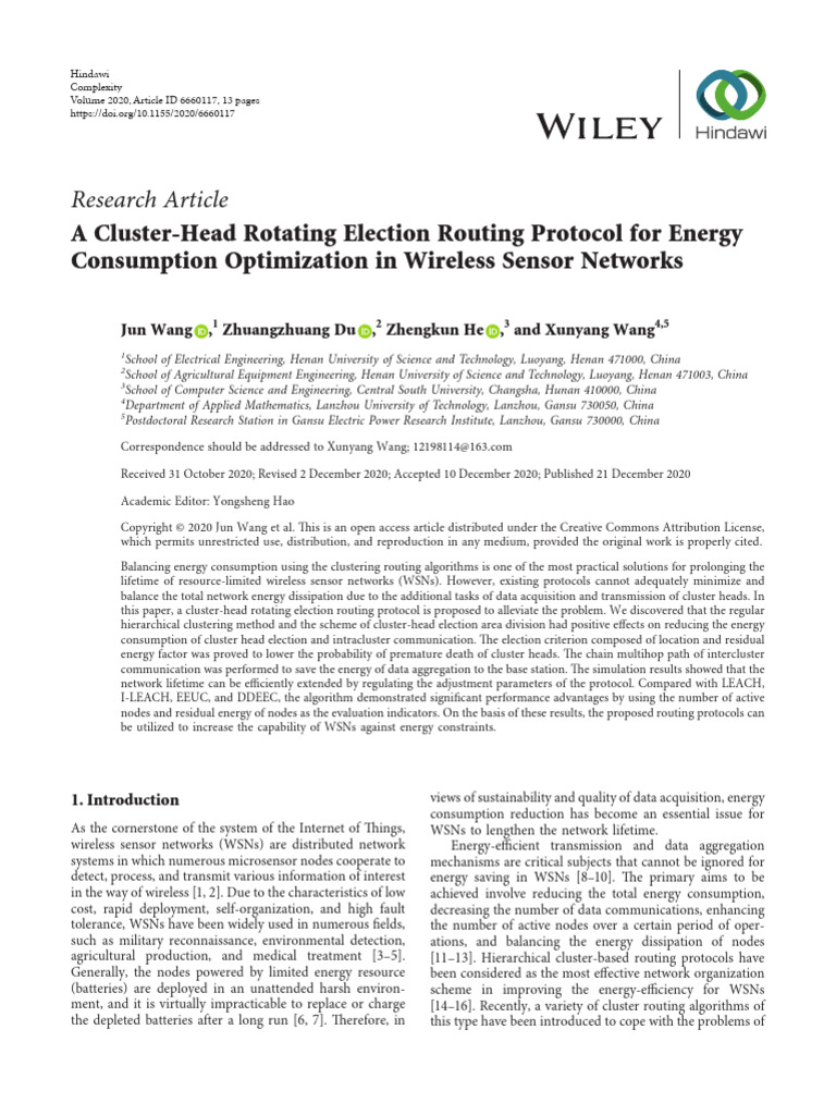 A Cluster-Head Rotating Election Routing Protocol For Energy | PDF ...
