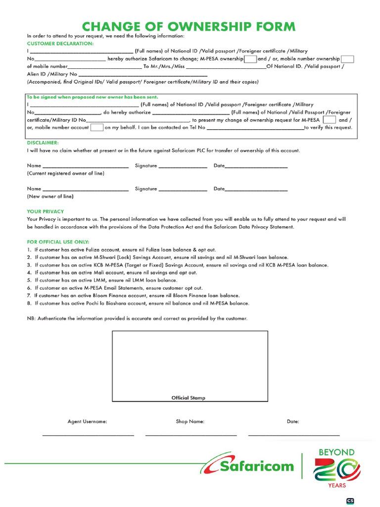 Change of Ownership Form | PDF