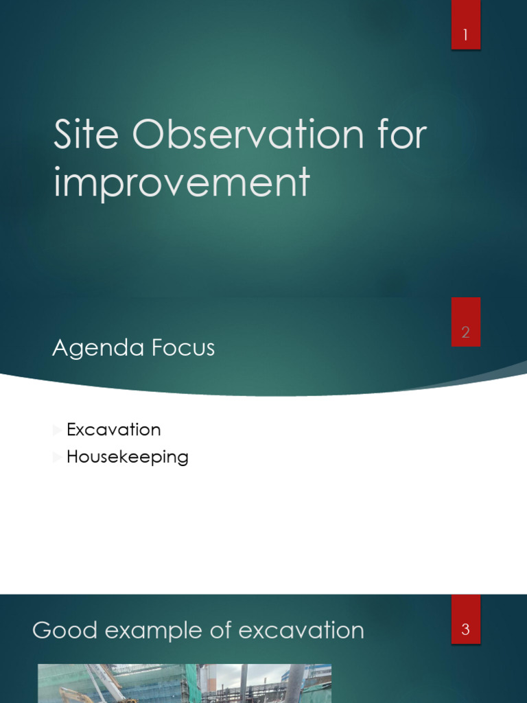 Site Observation For Improvement - Focus (Ecavation and Housekeeping) | PDF