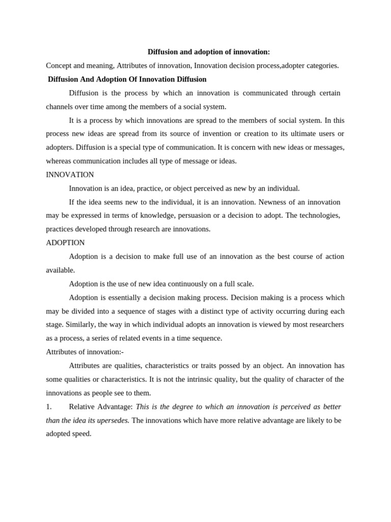 Diffusion and Adoption of Innovation | PDF | Attitude (Psychology ...
