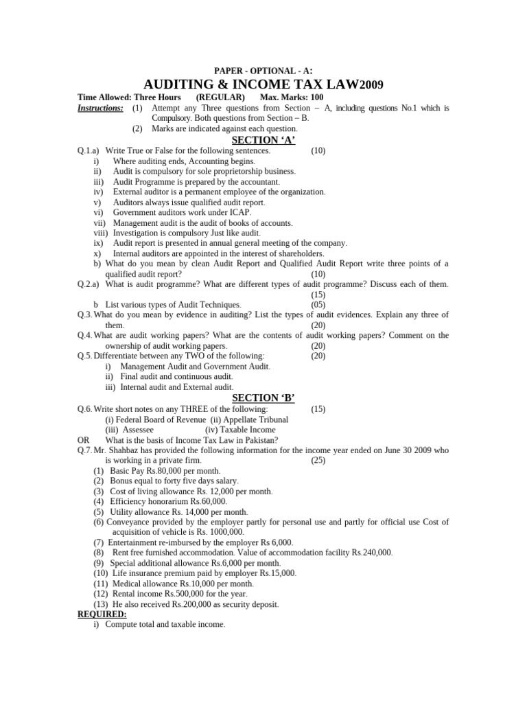Auditing Papers 2001 To 2009 | PDF | Cost Of Living | Audit