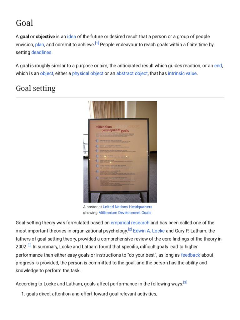 Goal - Wikipedia | PDF | Goal | Goal Setting