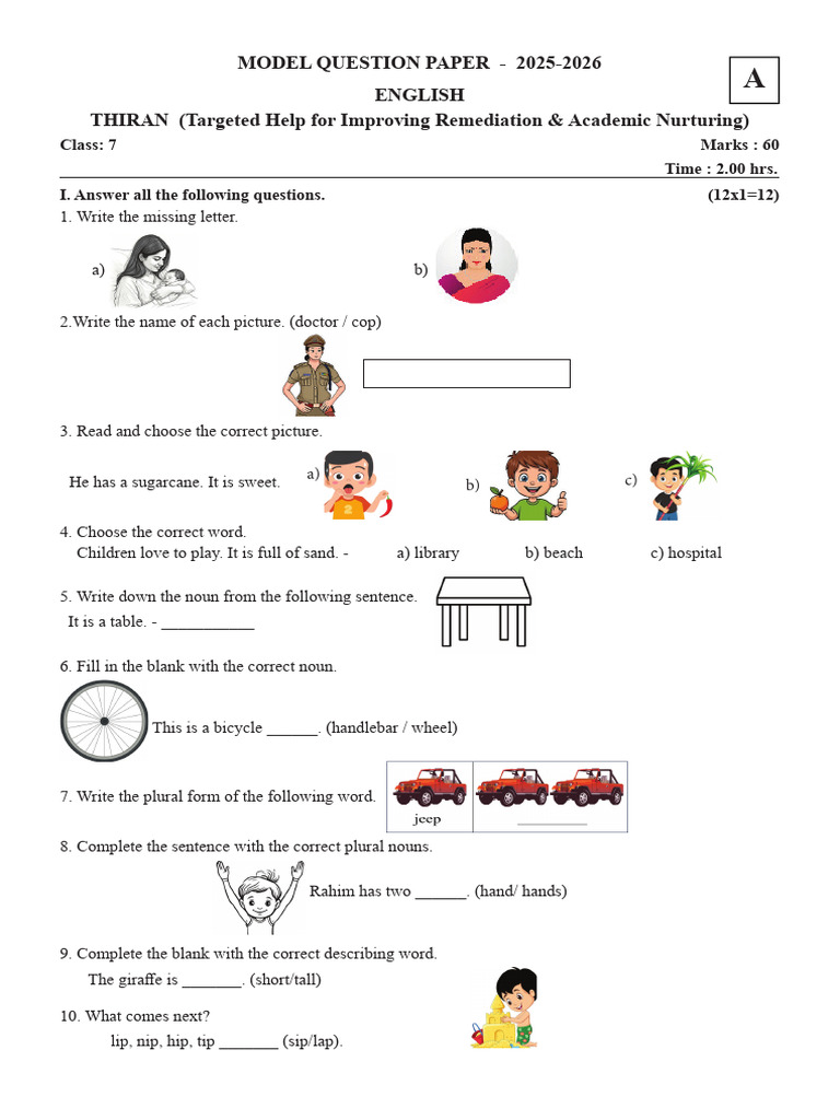 Class 7 - Thiran - English | PDF | Linguistics | Syntax