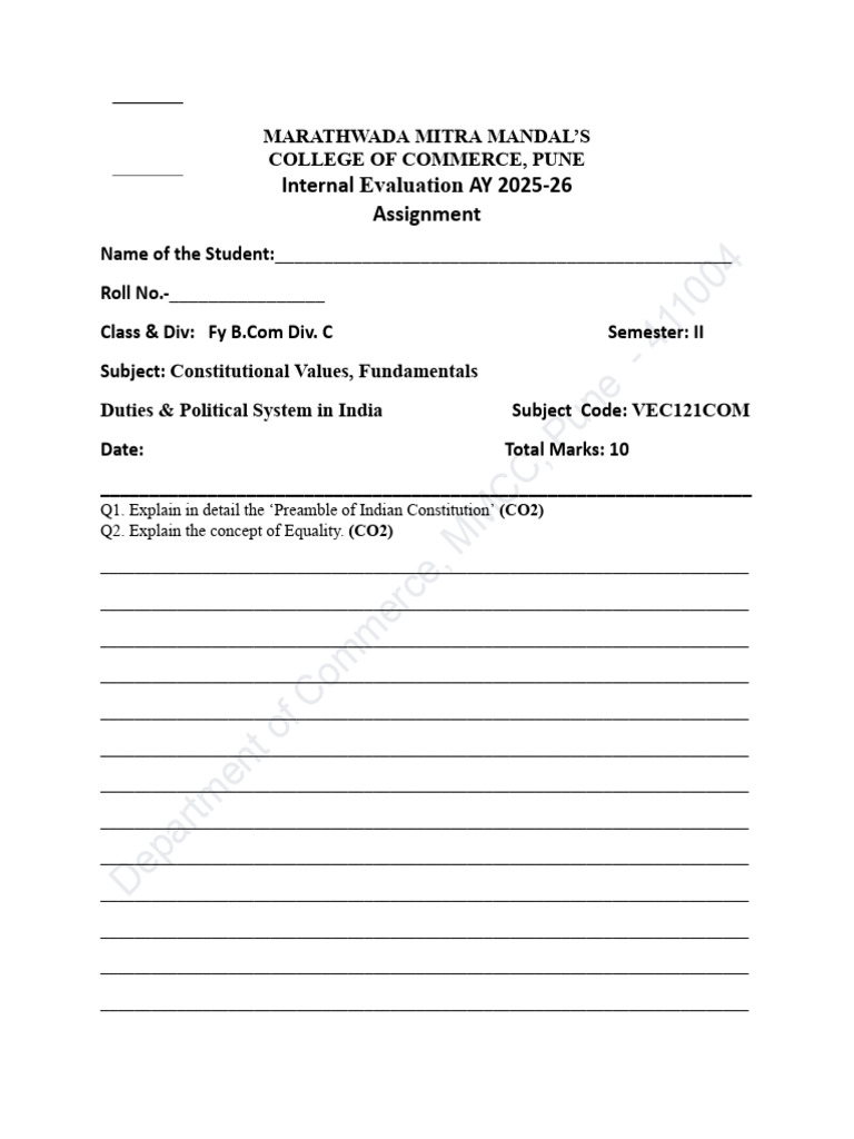 Internal Assignment Template-Constitution | PDF