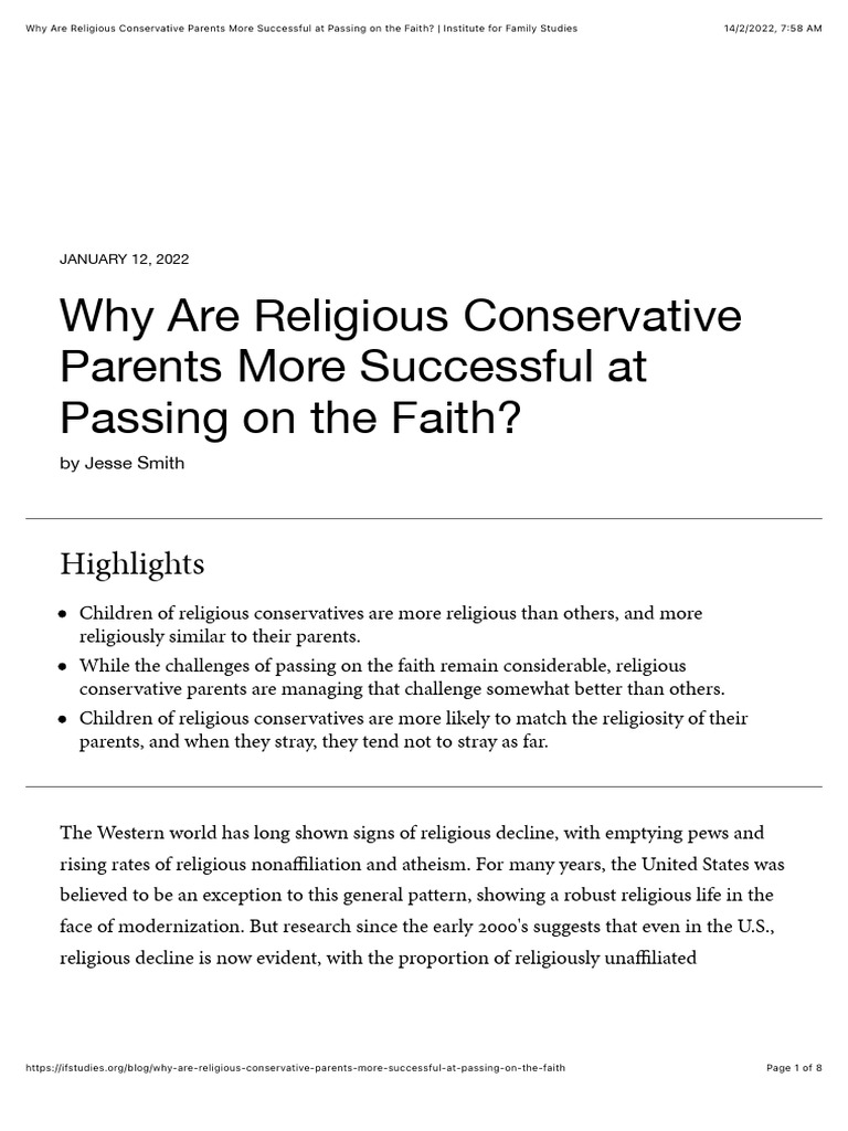 Why Are Religious Conservative Parents More Successful at Passing On ...