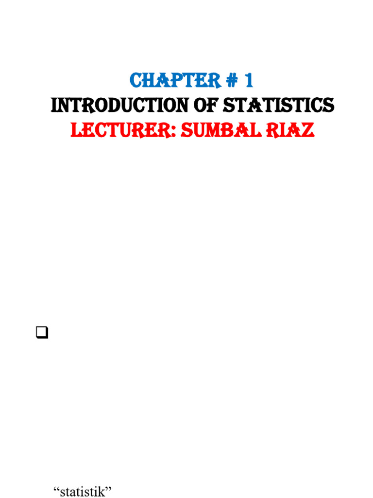 Chapter # 1 (Introduction of Statistics) | PDF | Level Of Measurement ...