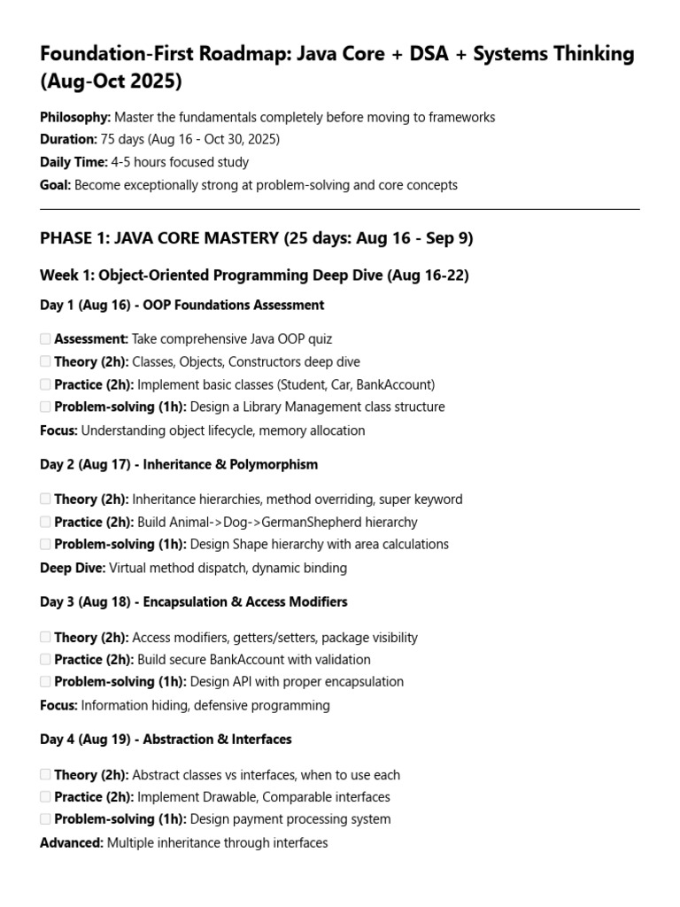 Roadmap (Summer 2026 Internships) | PDF | Inheritance (Object Oriented ...