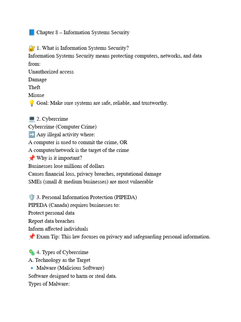 ? Chapter 8 - Information Systems Security | PDF | Security | Computer ...