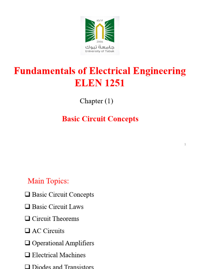1 Basic Circuit Concepts (1) 2 University | PDF | Atoms | Series And ...