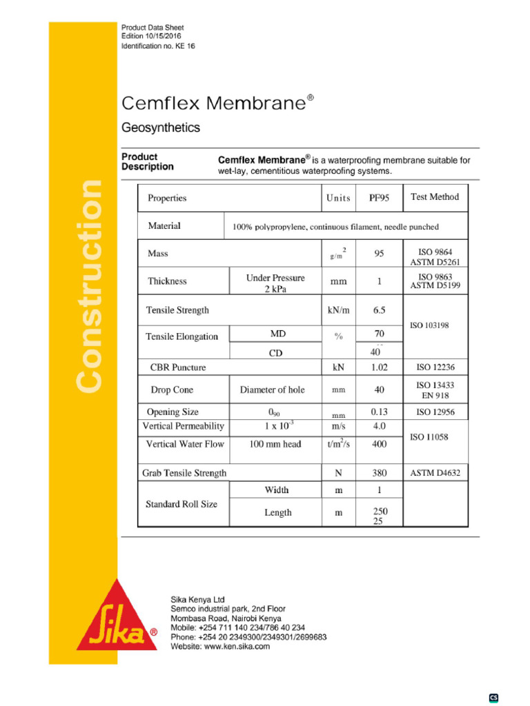 Sika Cemflex Membrane | PDF