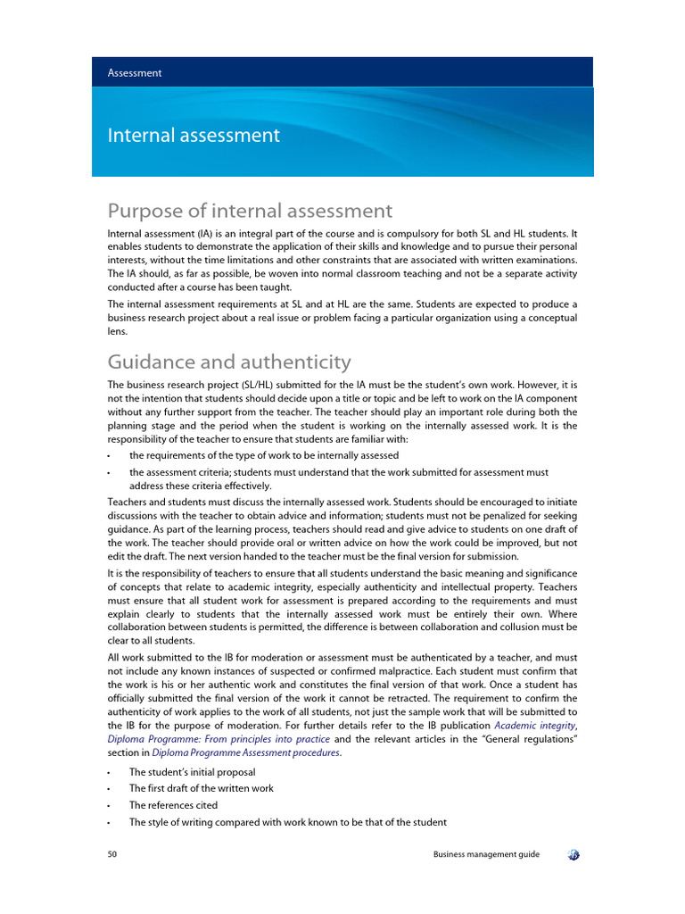 BM Internal Assessment Criteria | PDF | Evaluation | Concept