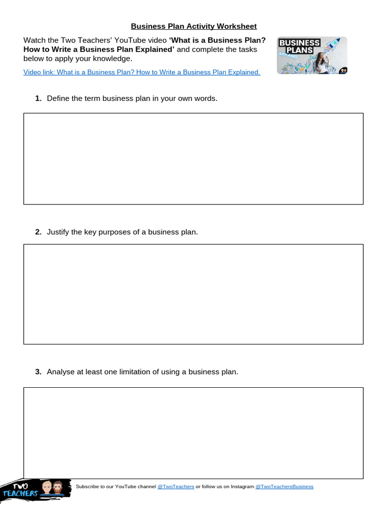 Business Plans Activity Worksheet | PDF | Private Sector | Business ...