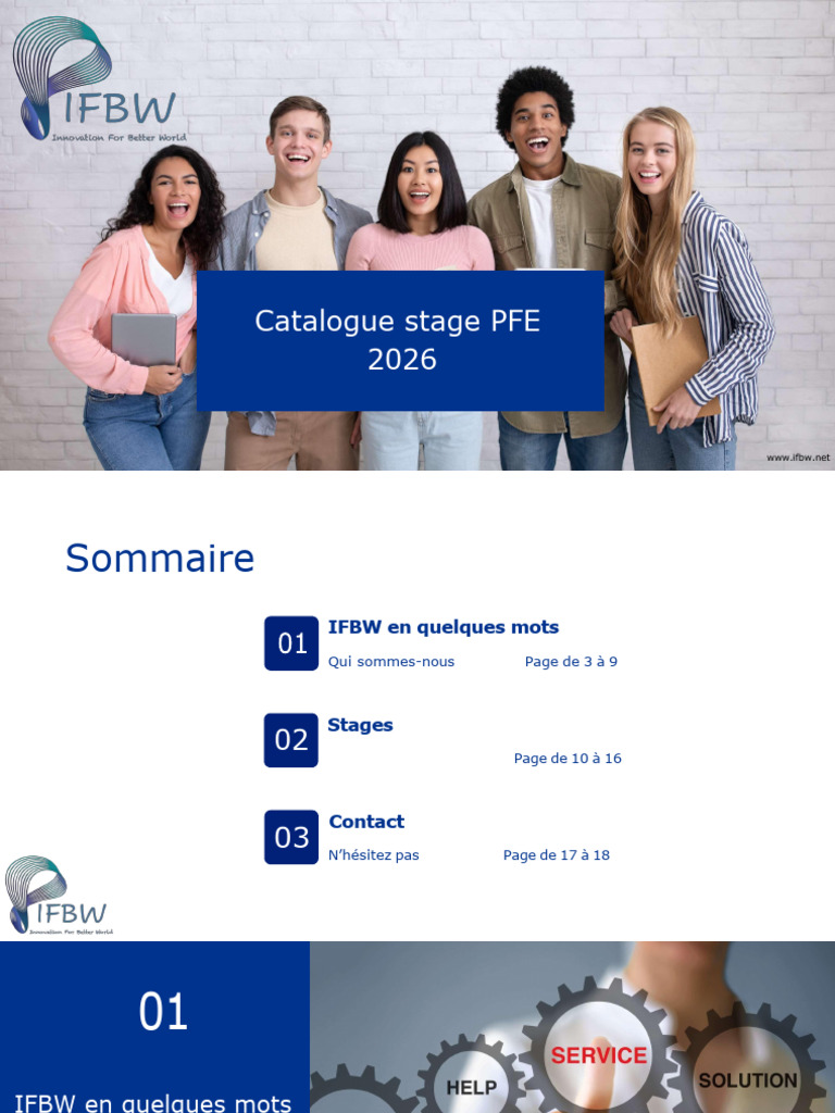 IFBW - Catalogue Stage 2026 | PDF | Développement de logiciel | PostgreSQL