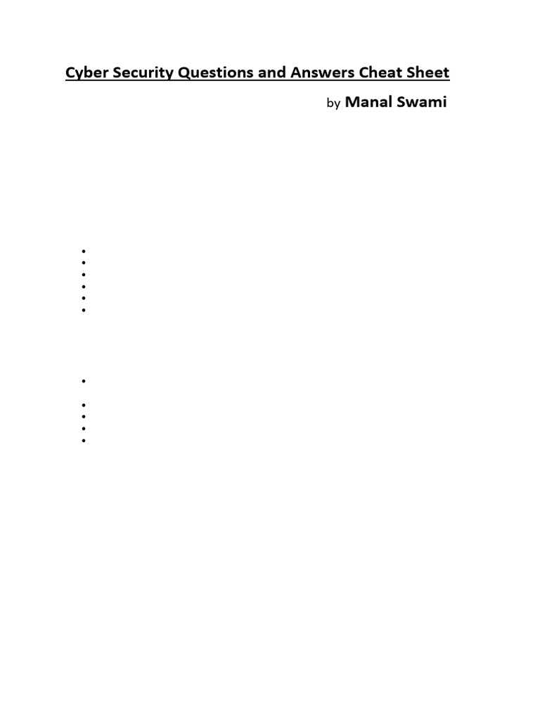 Cybersecurity Interview Questions and Answers Cheat Sheet | PDF ...