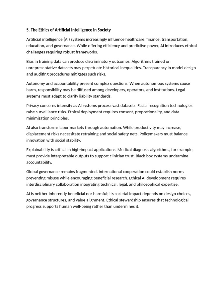 The Ethics of Artificial Intelligence in Society | PDF