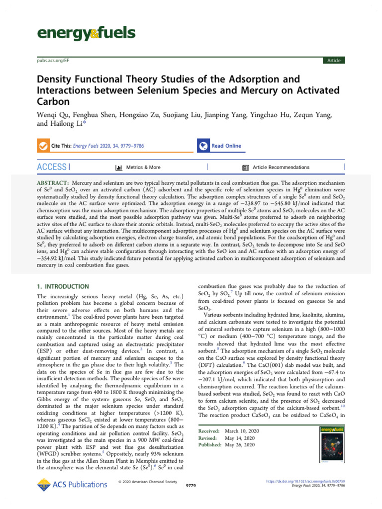 2020 - Density Functional Theory Studies of The Adsorption and ...