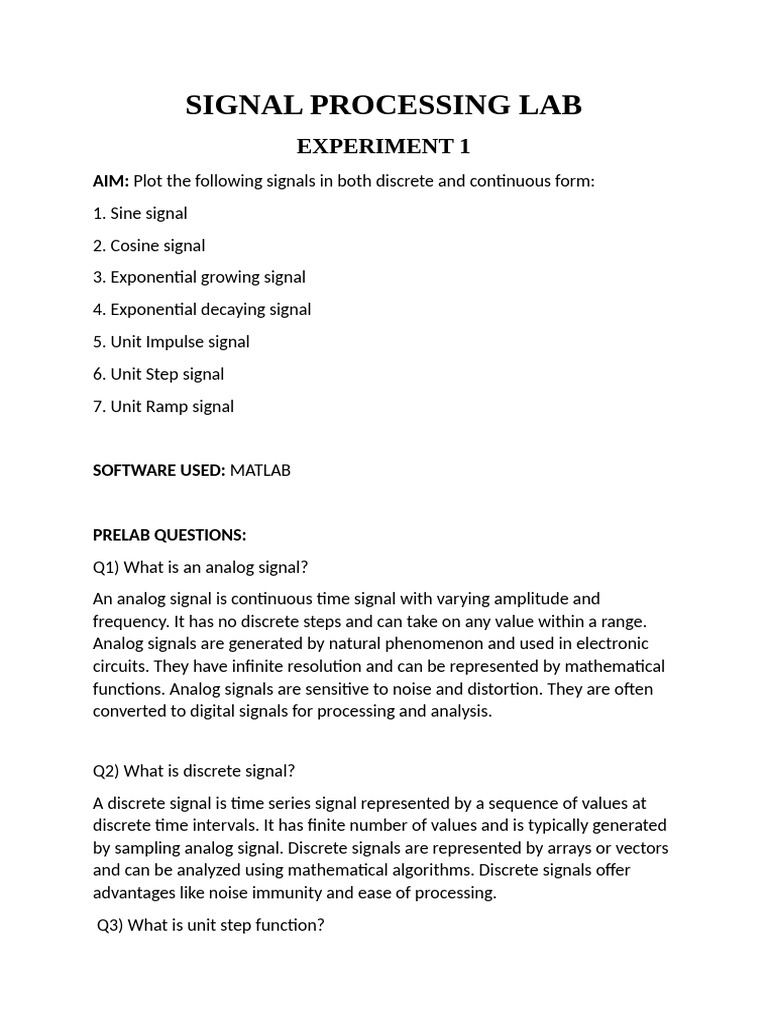 Signal Processing Lab1 | PDF