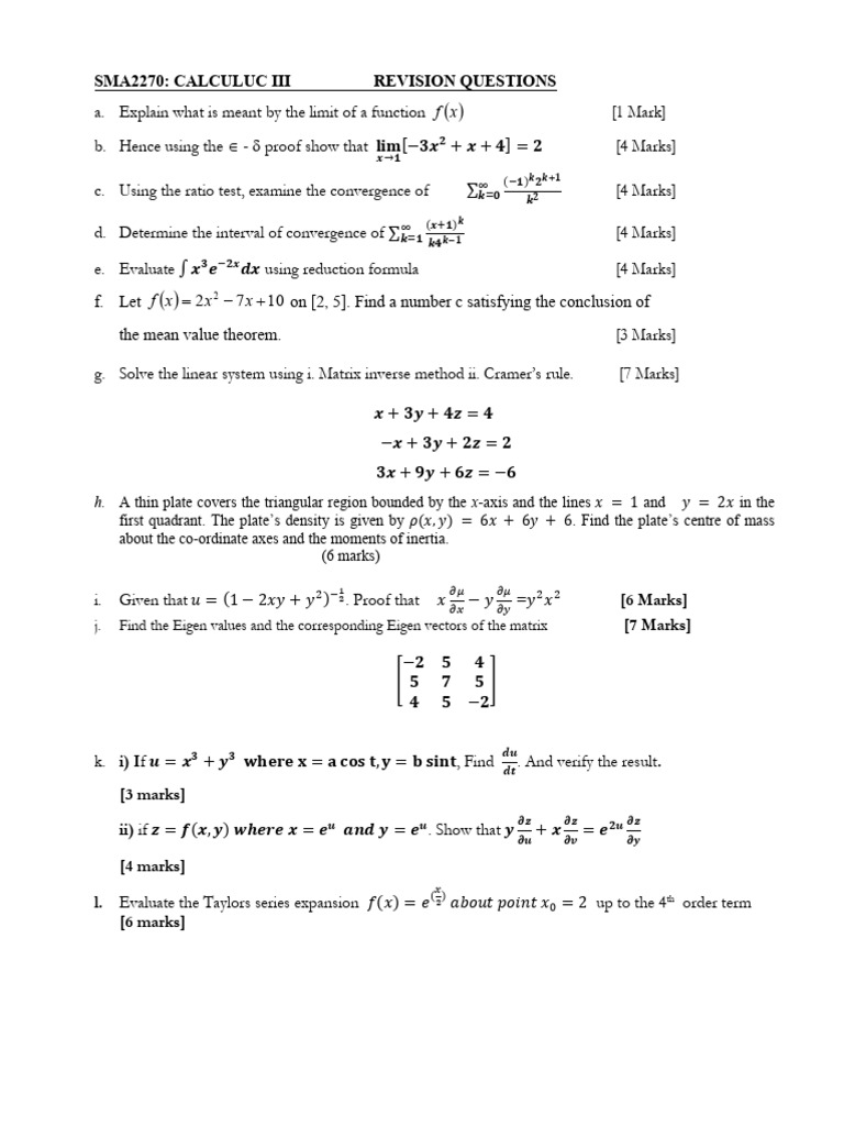 Revision Question 2270 | PDF | Eigenvalues And Eigenvectors | Series ...