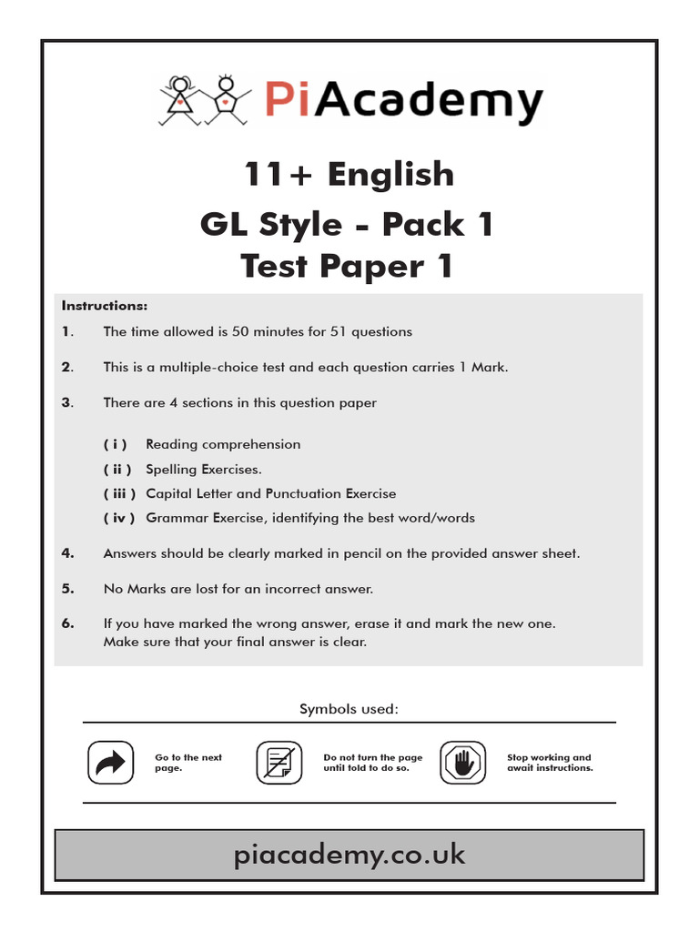 11 Plus English GL Style Pack 1 Test Paper 1 LFK | PDF | The Wind In ...