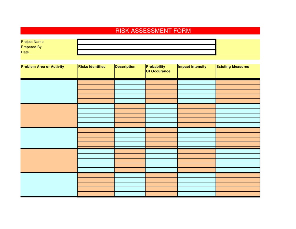 Risk Assessment Form: Project Name Prepared by Date | PDF