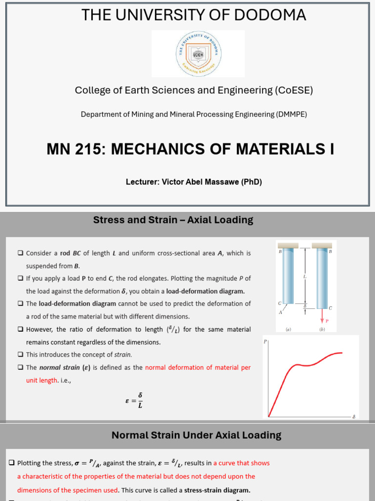 Lecture 3 - Stress and Strain in Axial Loading | PDF | Fracture | Ductility