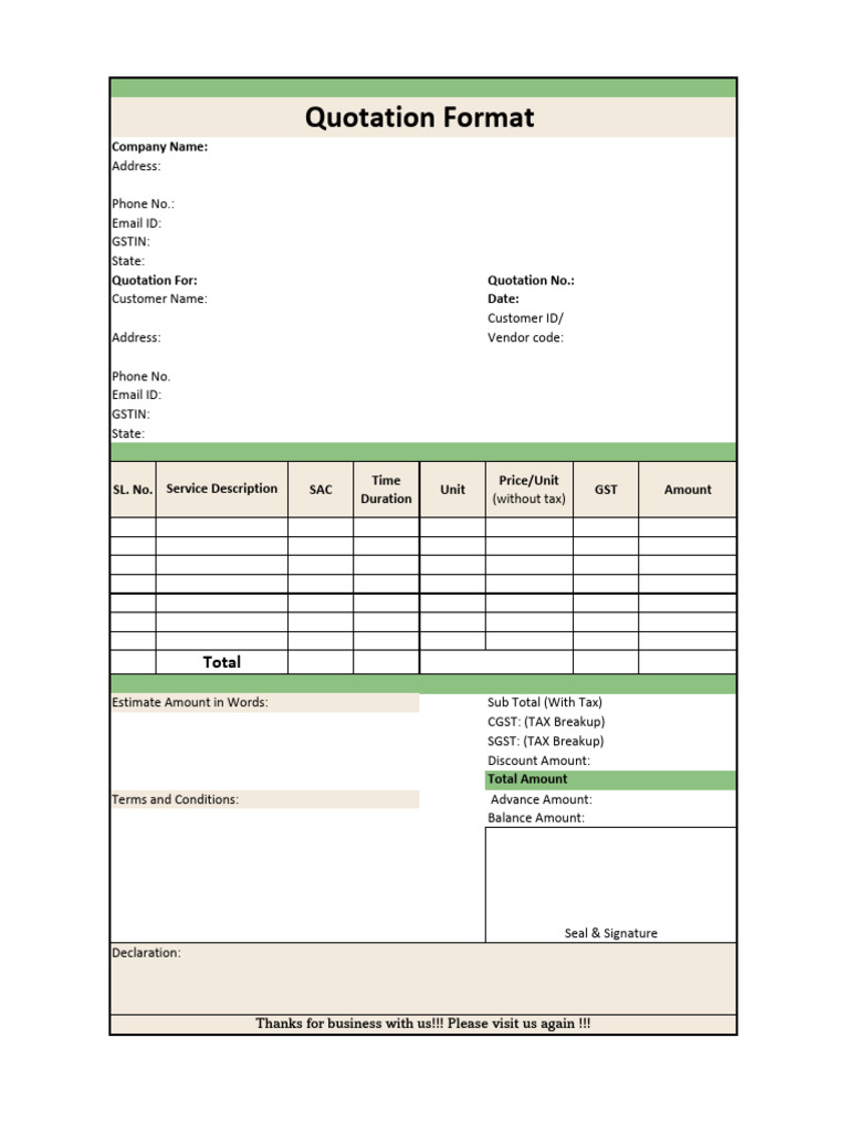Quotation Format For Manpower Supply 04 | PDF