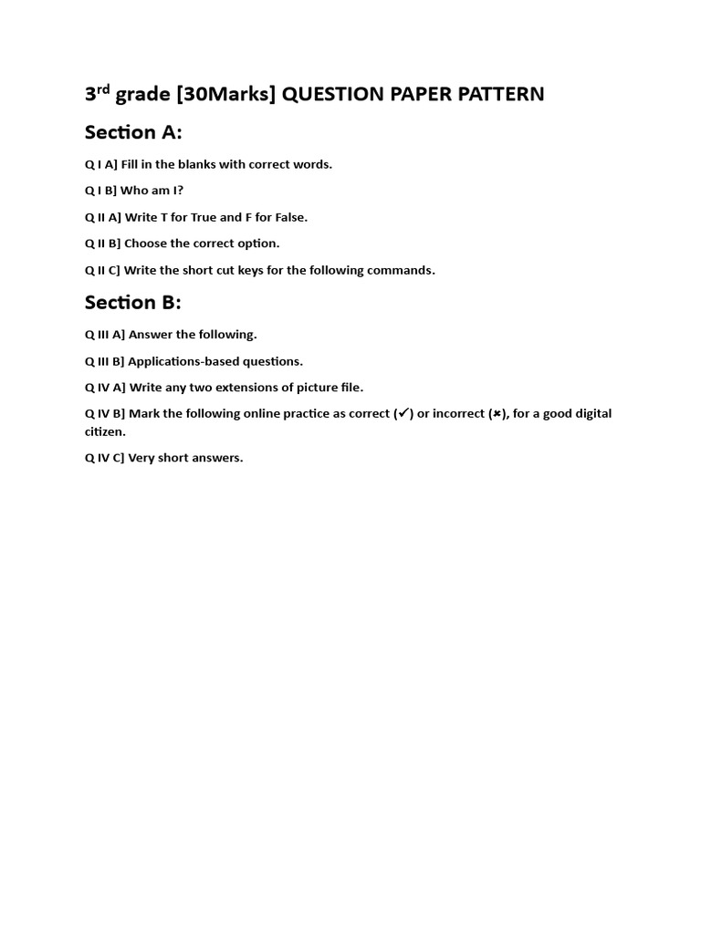 Grade3 Sem2 - PaperPattern | PDF