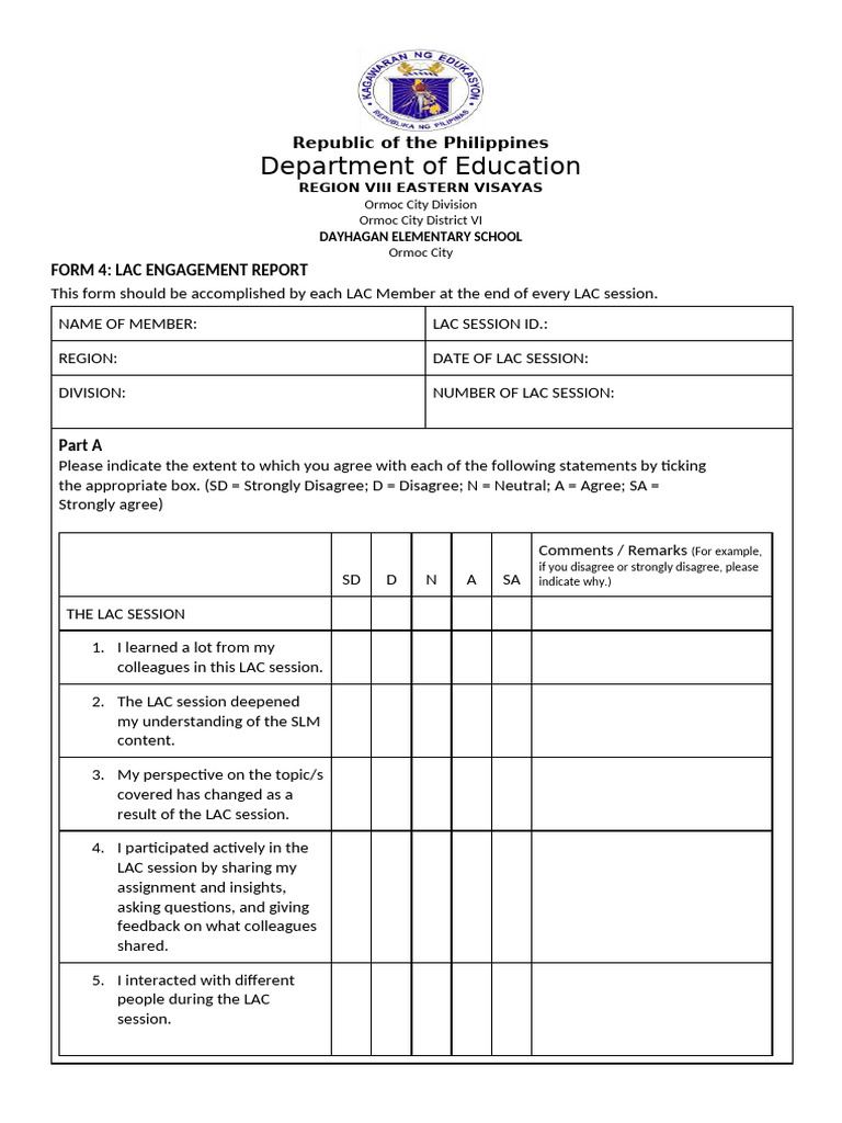 Form 4. LAC Engagement Report | PDF