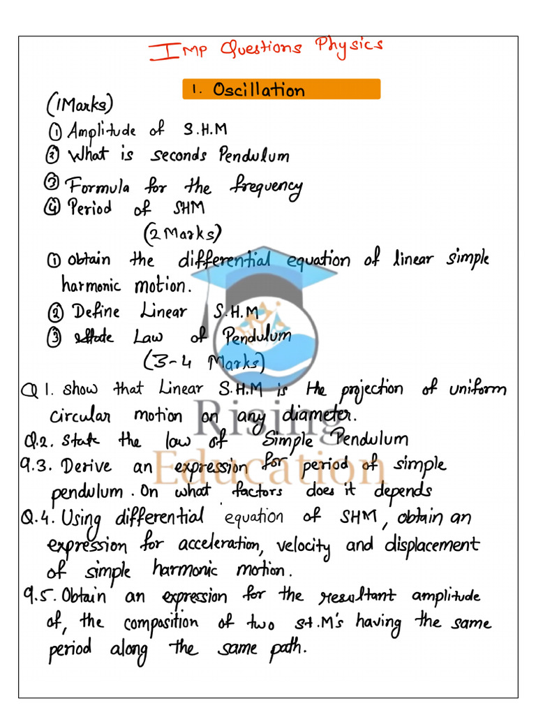 HSC Physics IMP 5 Chapters | PDF