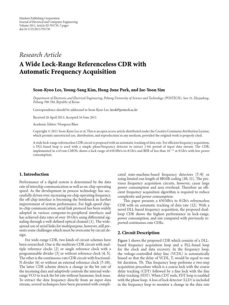 A Wide Lock-Range Referenceless CDR With Automatic | PDF | Detector ...