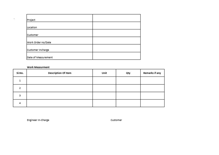 Measurement Sheet | PDF