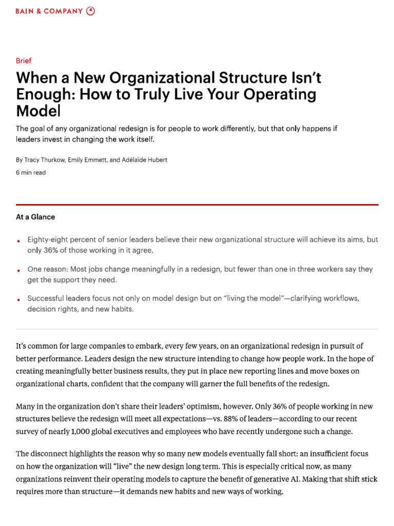 How To Truly Live Your Operating Model | PDF