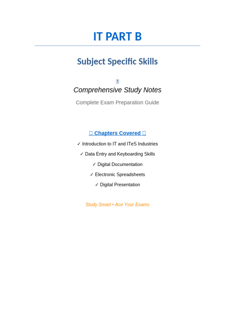 IT Part B Complete Study Notes | PDF | Spreadsheet | Computer Keyboard