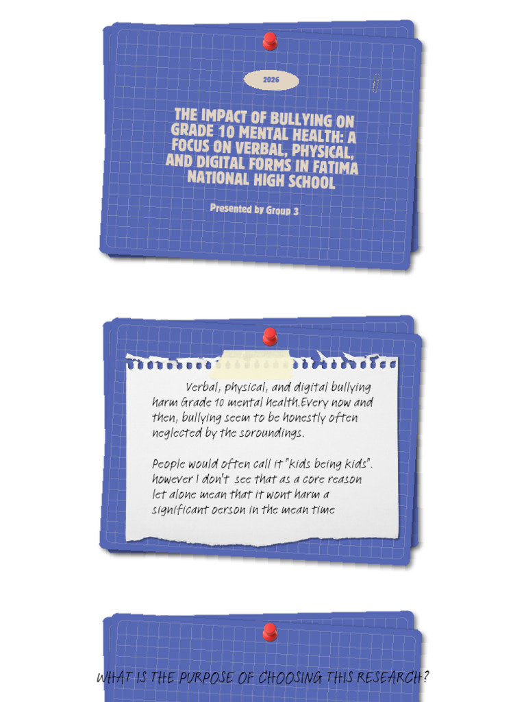 The Impact of Bullying On Grade 10 Mental Health A Focus On Verbal ...
