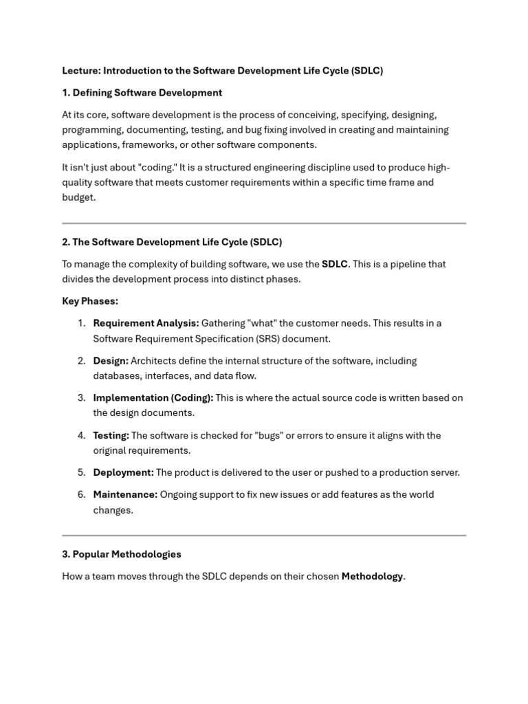 Lecture DSLC | PDF | Software Development Process | Software Development