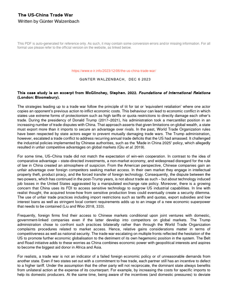 The US China Trade War | PDF | Tariff | Exports