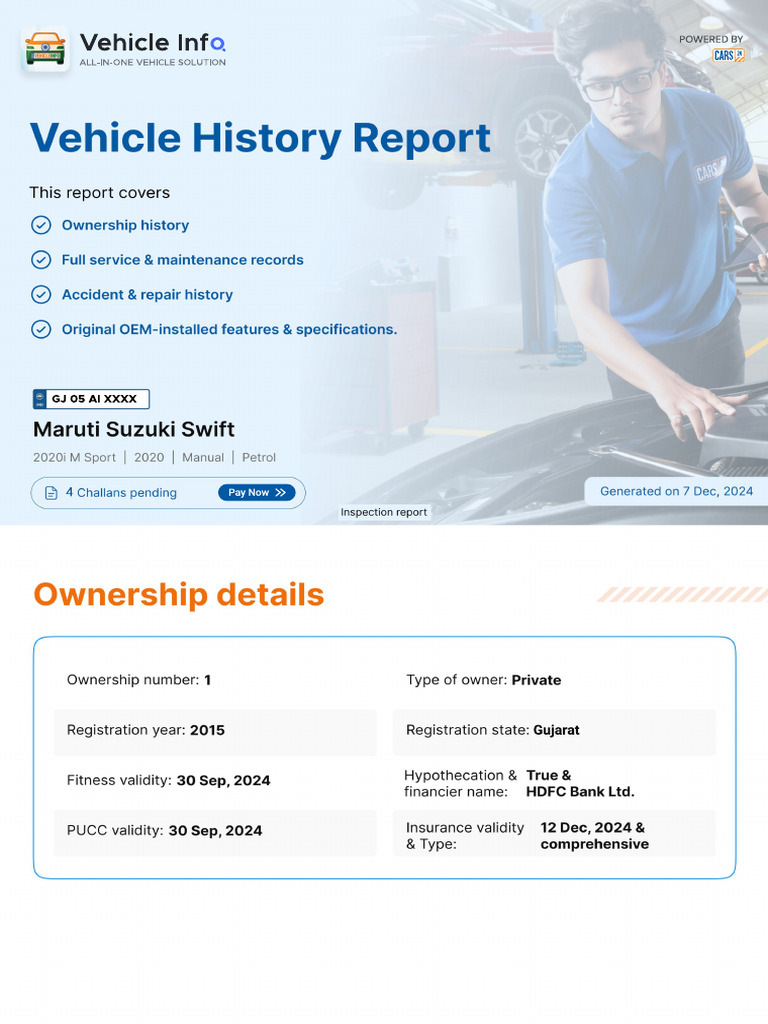 Vehicle History Sample Report | PDF