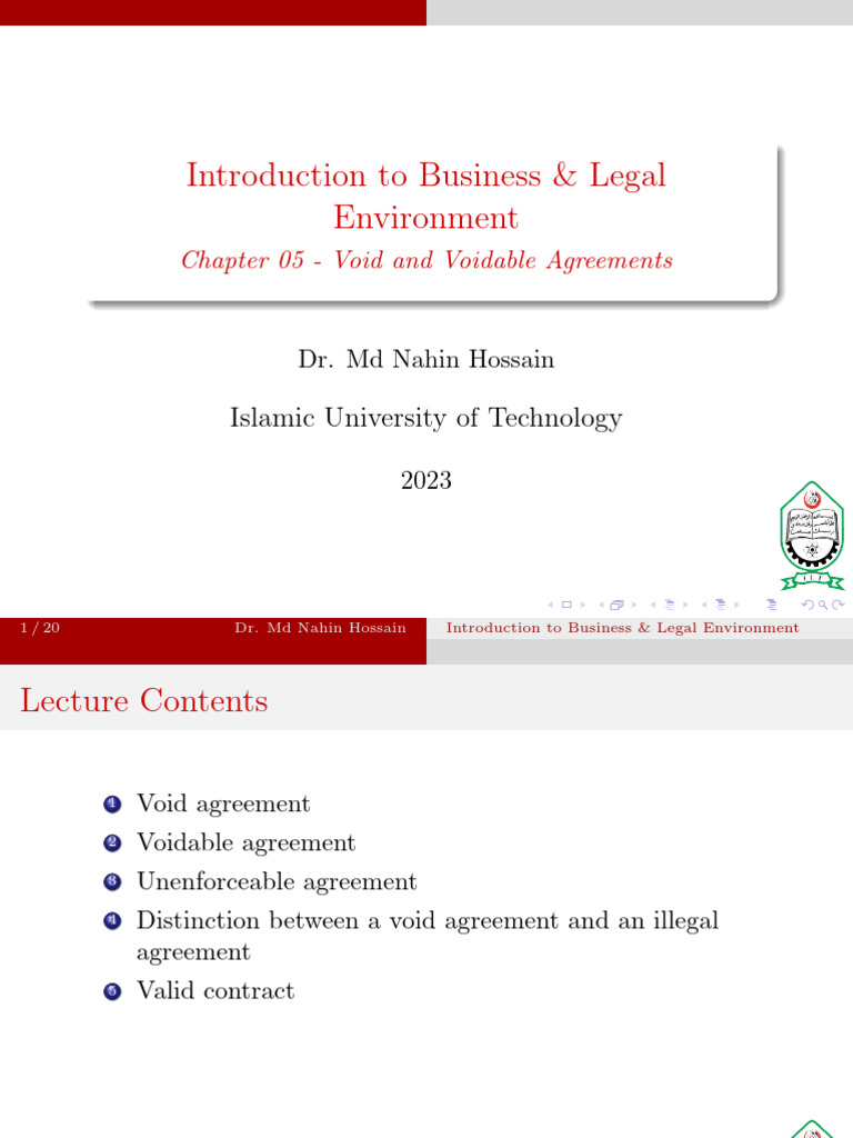 Chapter 05 Void and Voidable Agreements | PDF | Void (Law) | Consideration