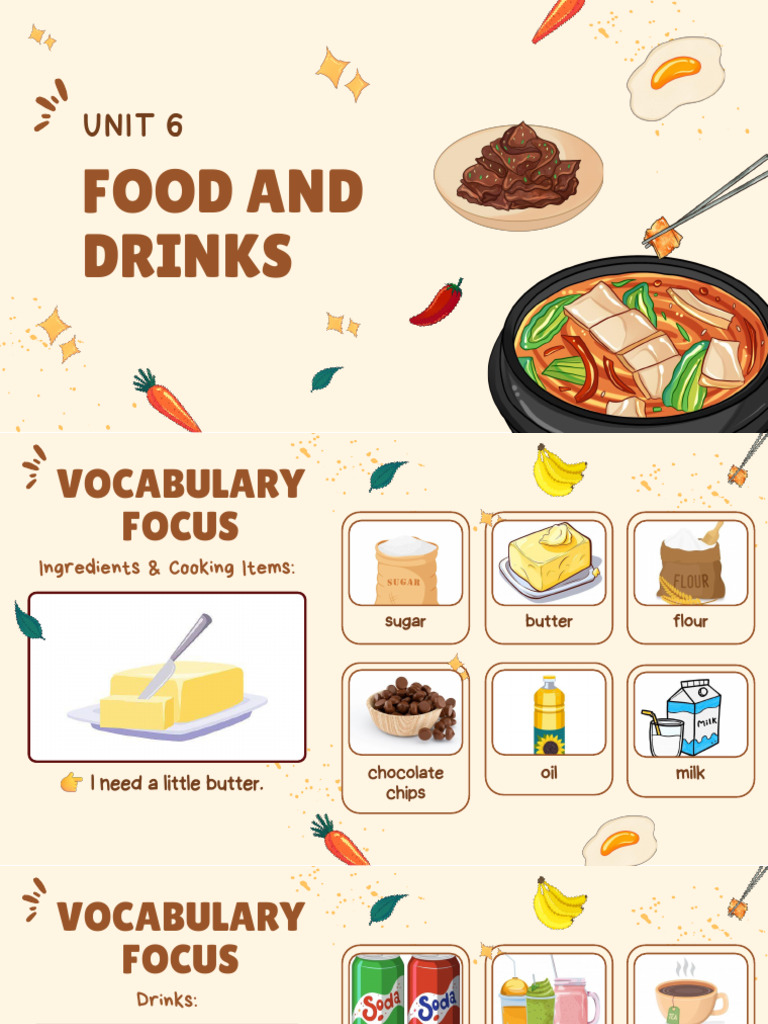 (Grade 5) Unit 6 - Food and Drinks | PDF