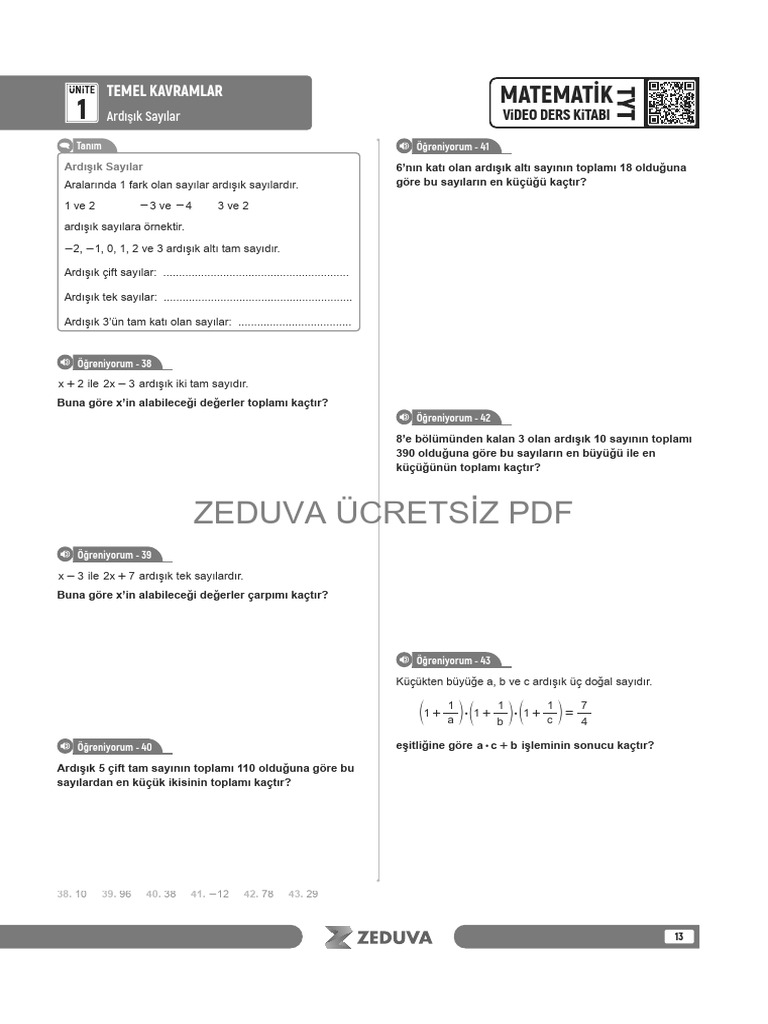 Tyt Matematik Ardisik Sayilar Konu Anlatimi PDF | PDF