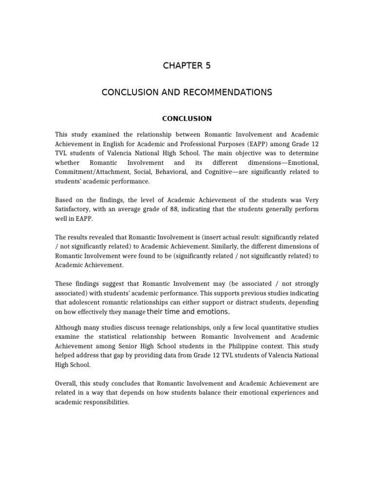 Chapter 5 Conclusion and Recommendations | PDF | Adolescence | Human ...