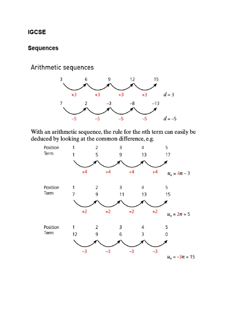IGCSE Sequences | PDF