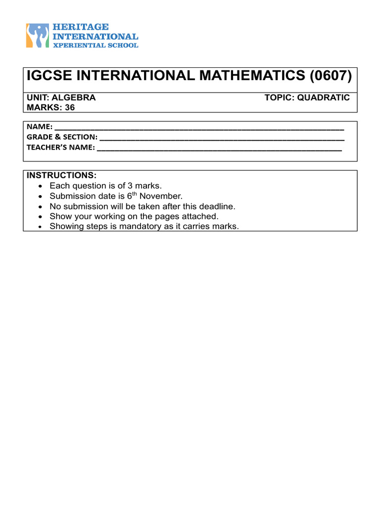 Igcse Quadratic Code | PDF | Mathematics | Algebra