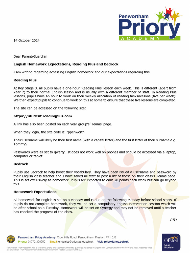 Letter KS3 English Homework | PDF